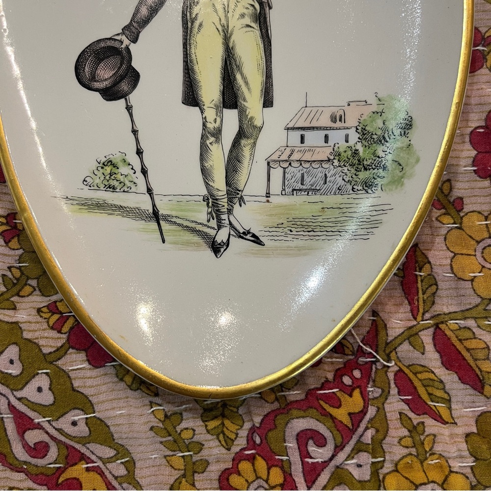 VTG Vintage Mottahedeh Designs Oval Plates - Gold Trim S.5401 Set of 2 - Picture 9 of 16